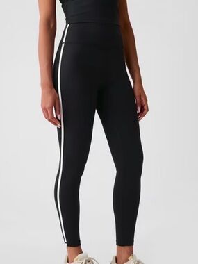 GapFit High Rise Power Full Length Leggings. XS. Black w/white stripe